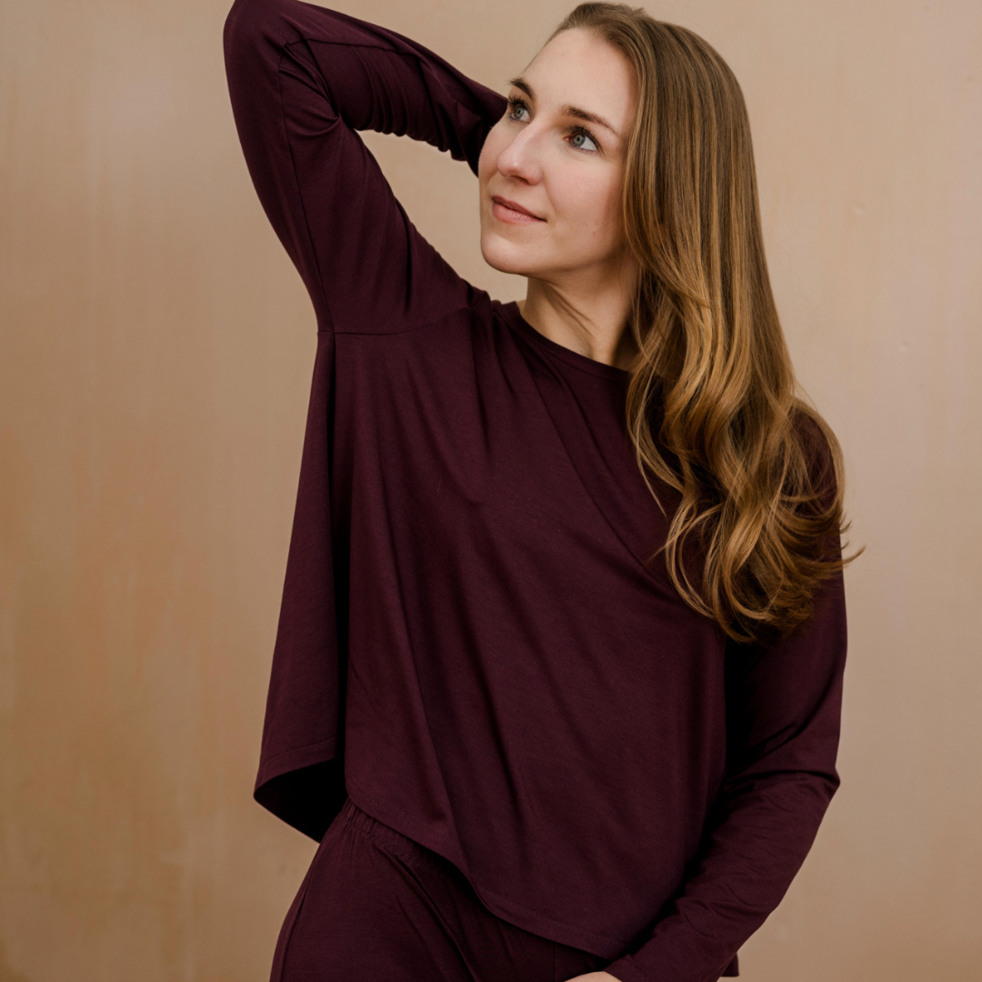 Long-sleeved shirt Ute - aubergine