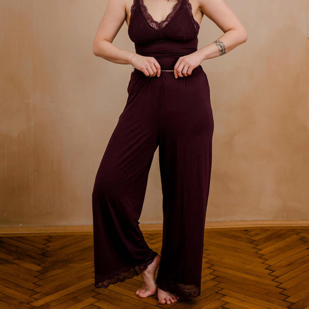 Svenja pajama pants - aubergine