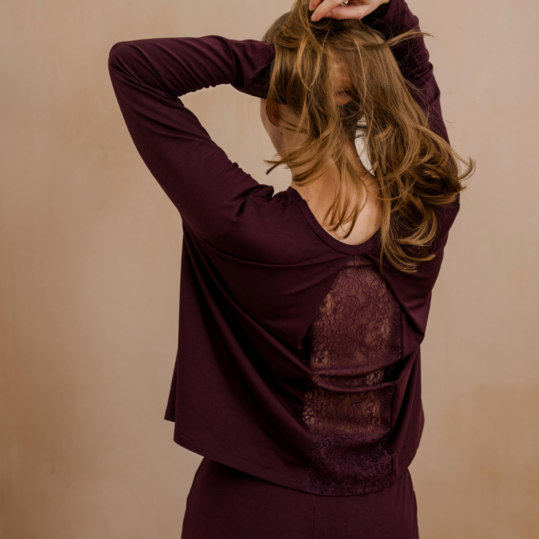 Long-sleeved shirt Ute - aubergine